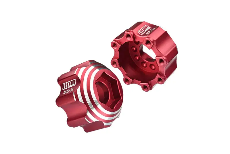 Pro-Line 8X32 To 17Mm 1/2" Offset Aluminum 7075T-6 Hex Adapters For Pro-Line 8X32 3.8" Removable Wheels #6353-00/ #6345-00 - 2Pcs - Red 1