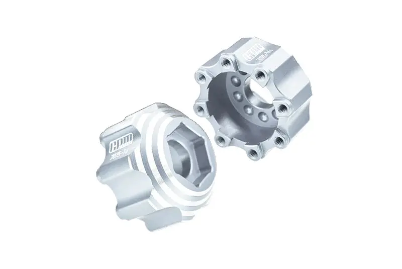 Pro-Line 8X32 To 17Mm 1/2" Offset Aluminum 7075T-6 Hex Adapters For Pro-Line 8X32 3.8" Removable Wheels #6353-00/ #6345-00 - 2Pcs - Silver 1