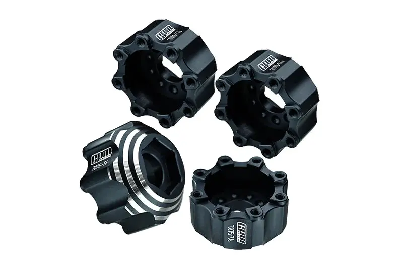 Pro-Line 8X32 To 17Mm 1/2" Offset Aluminum 7075T-6 Hex Adapters For Pro-Line 8X32 3.8" Removable Wheels #6353-00/ #6345-00 - 4Pcs - Black 1