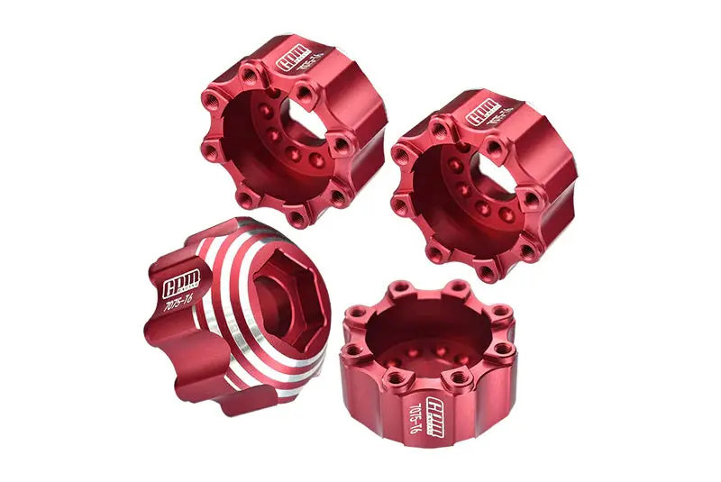 Pro-Line 8X32 To 17Mm 1/2" Offset Aluminum 7075T-6 Hex Adapters For Pro-Line 8X32 3.8" Removable Wheels #6353-00/ #6345-00 - 4Pcs - Red 1