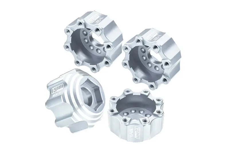 Pro-Line 8X32 To 17Mm 1/2" Offset Aluminum 7075T-6 Hex Adapters For Pro-Line 8X32 3.8" Removable Wheels #6353-00/ #6345-00 - 4Pcs - Silver 1