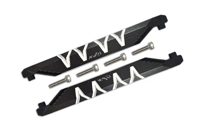 R/C Car Parts : Aluminum Chassis Side Bars (Silver Inlay Version) For Traxxas 1/10 Maxx 4Wd Monster Truck - 1Pr Set Black 1