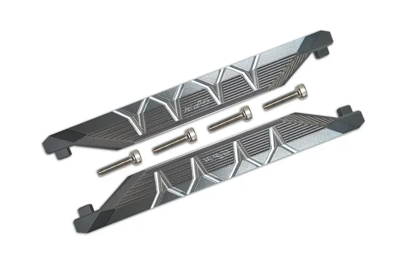 R/C Car Parts : Aluminum Chassis Side Bars (Silver Inlay Version) For Traxxas 1/10 Maxx 4Wd Monster Truck - 1Pr Set Gray Silver 1