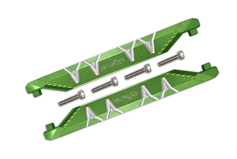 R/C Car Parts : Aluminum Chassis Side Bars (Silver Inlay Version) For Traxxas 1/10 Maxx 4Wd Monster Truck - 1Pr Set Green 1
