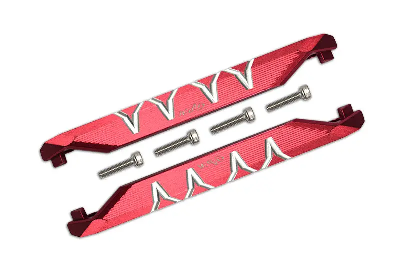 R/C Car Parts : Aluminum Chassis Side Bars (Silver Inlay Version) For Traxxas 1/10 Maxx 4Wd Monster Truck - 1Pr Set Red 1
