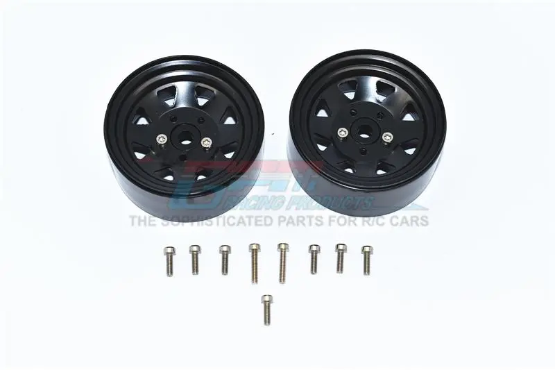 R/C Scale Accessories : Aluminum Wheel 1.9" For 1:10 Crawlers  - 2Pc Set Black 1