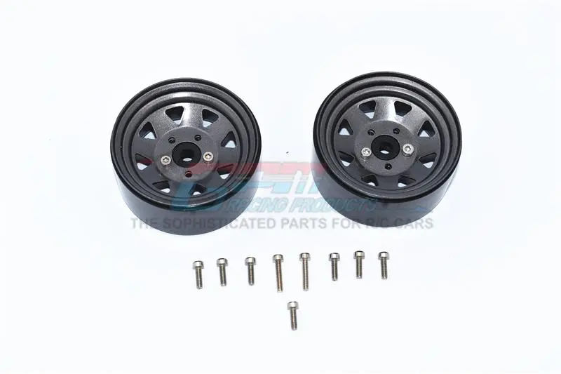 R/C Scale Accessories : Aluminum Wheel 1.9" For 1:10 Crawlers  - 2Pc Set Gray Silver 1