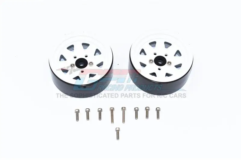 R/C Scale Accessories : Aluminum Wheel 1.9" For 1:10 Crawlers  - 2Pc Set White 1