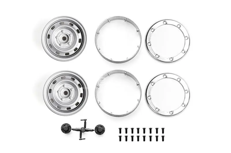 R/C Scale Accessories : Aluminum Wheel 1.9" For 1:10 Crawlers (Design B) - 24Pc Set Silver 1