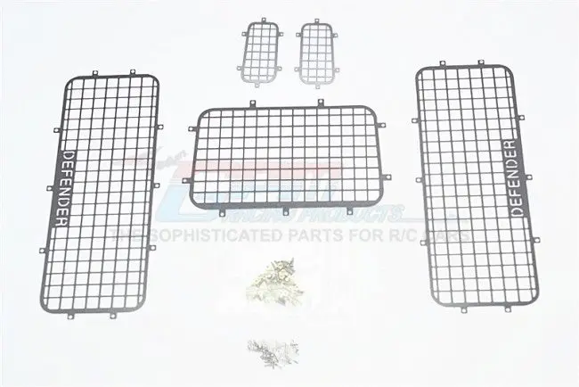 R/C Scale Accessories : Aluminum Window Guard For Trx-4 Crawler - 5Pc Set Gray Silver 1