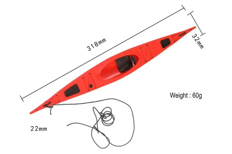 R/C Scale Accessories : Canoe For 1:10 Crawlers - 14Pc Set Red 2