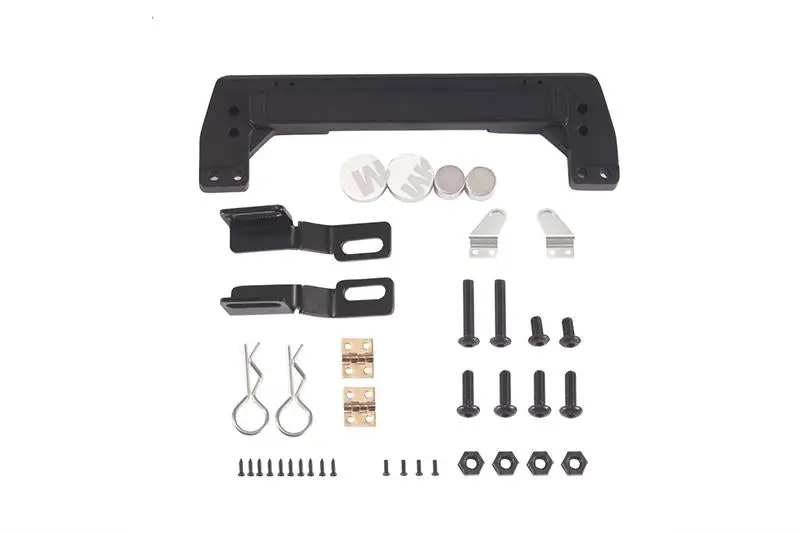 R/C Scale Accessories : Engine Hood Bracket + Hood Hinge + Magnet Shell Column Kit For 1:10 Traxxas Trx-4 Trail Defender Crawler - 39Pc Set Black 1
