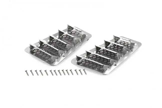 R/C Scale Accessories : Metal Fender Vent (Style B) For Traxxas Trx-4 Land Rover Defender D90 D110 - 1Pr Set Silver 1
