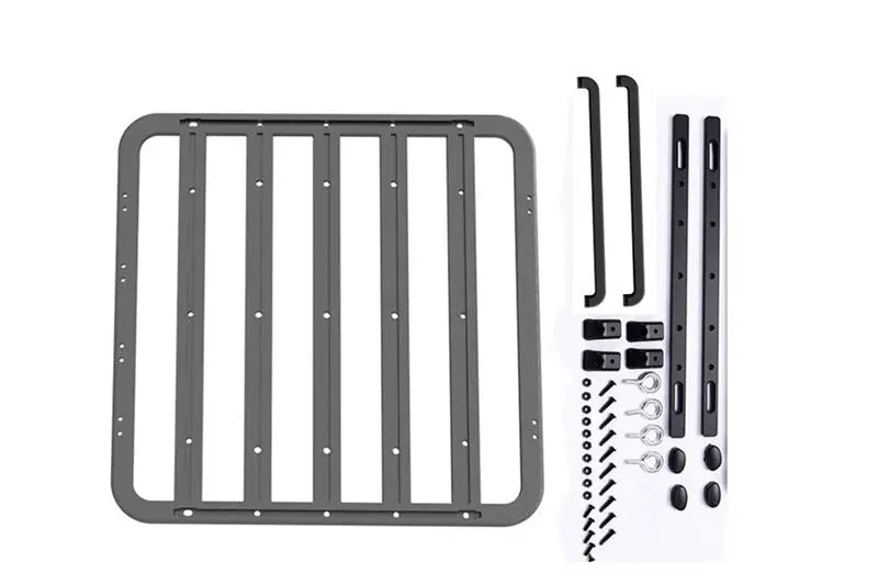 R/C Scale Accessories : Rc Car Metal Roof Luggage Rack For 1:10 Crawlers (With Handle) - 41Pc Set Black 1