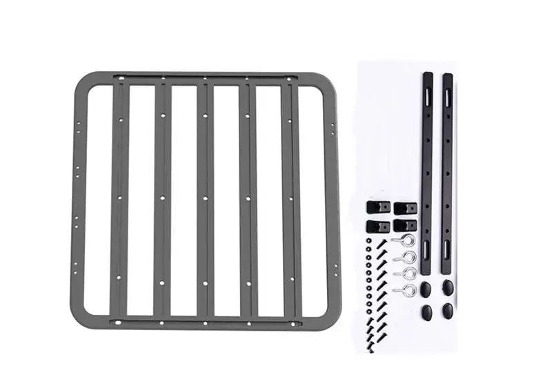 R/C Scale Accessories : Rc Car Metal Roof Luggage Rack For 1:10 Crawlers (Without Handle) - 39Pc Set Black 1