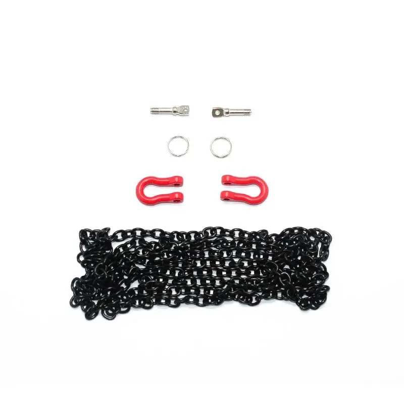 R/C Scale Accessories : Simulation Metal Towing Rings With Chain For 1:10 Crawlers - 1 Set Black 1