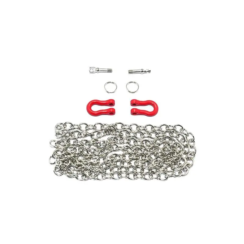 R/C Scale Accessories : Simulation Metal Towing Rings With Chain For 1:10 Crawlers - 1 Set Silver 1