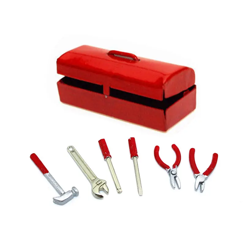 R/C Scale Accessories - Simulation Mini Hammer Wrench Tools Box For 1:10 Crawlers - 1 Set Red 1