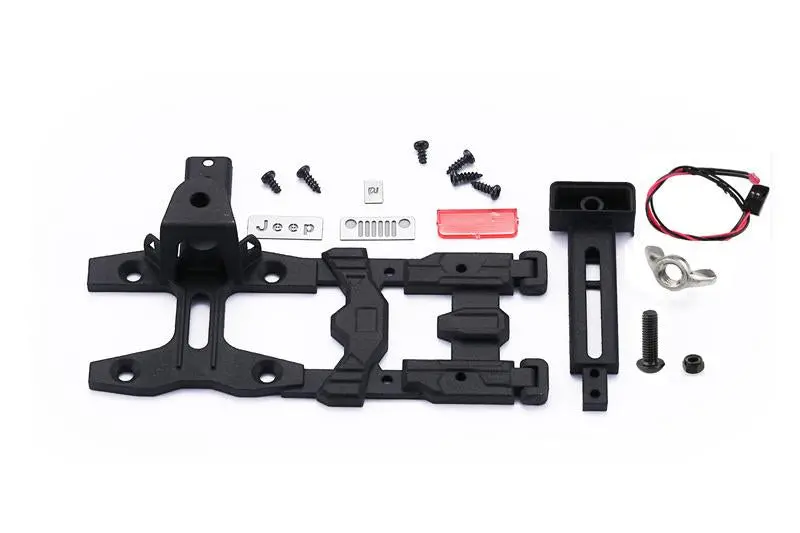 R/C Scale Accessories : Spare Tire Support Mount + High Taillight For Axial Scx10 Iii Jeep Jl Wrangler (Axi03007) - 10Pc Set Black 1