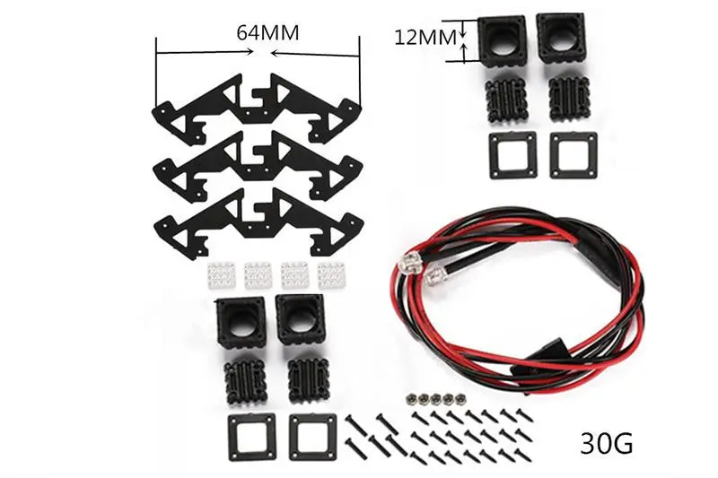 R/C Scale Accessories : Spotlight For 1:10 Crawlers (Style B) - 64Pc Set Black 2