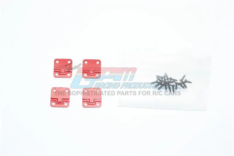 R/C Scale Accessories : Stainless Steel Door Hinges For Trx-4 Trail Defender Crawler - 4Pc Set Red 1
