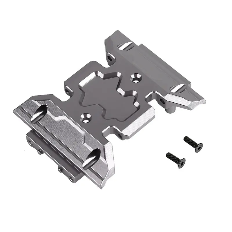 Rc Car Aluminum Alloy Gearbox Mount Transmission Skid Plate For 1:10 Rc Crawler Axial Scx10 Iii Axi03007 -1Pc Set Grey 1