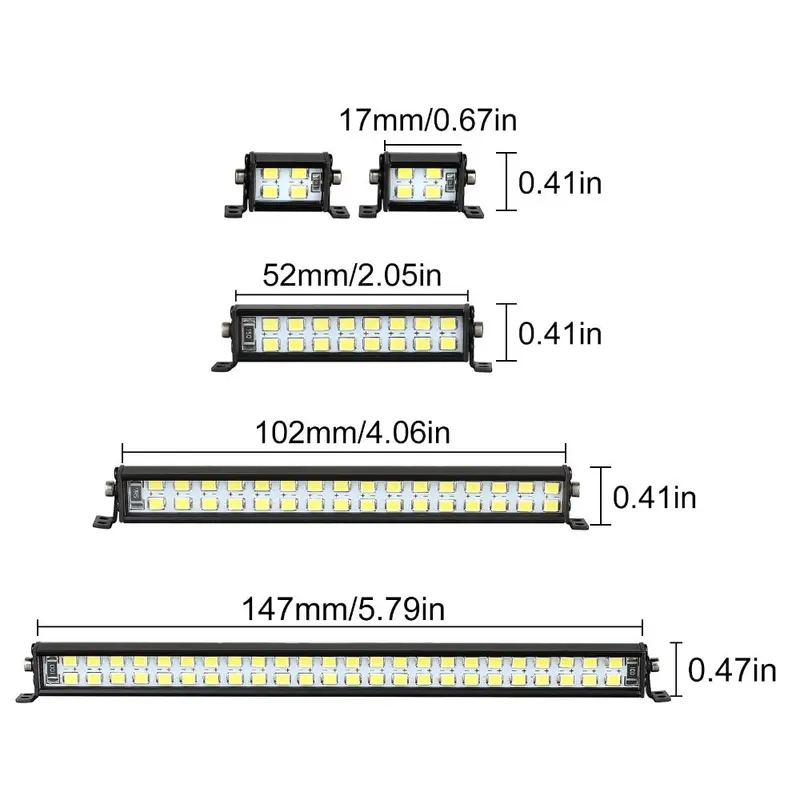 Rc Car Bright Light Bar 17Mm For 1/10 Rc Crawler Car Axial Scx10 90046 Traxxas Trx-4 Tamiya Cc01 D90 Redcat - 2Pc Set 2