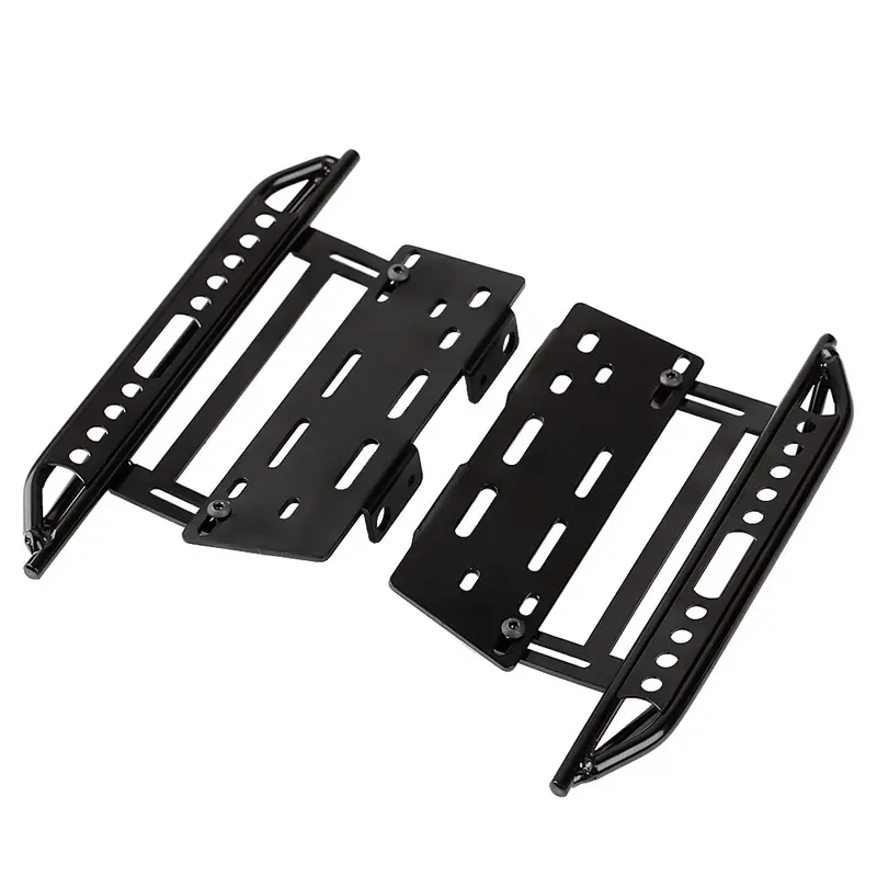 Rc Car Rock Sliders Metal Pedal For 1:10 Rc Crawler Axial Scx10 Scx10 Ii 90046 - 2Pc Set Black 1