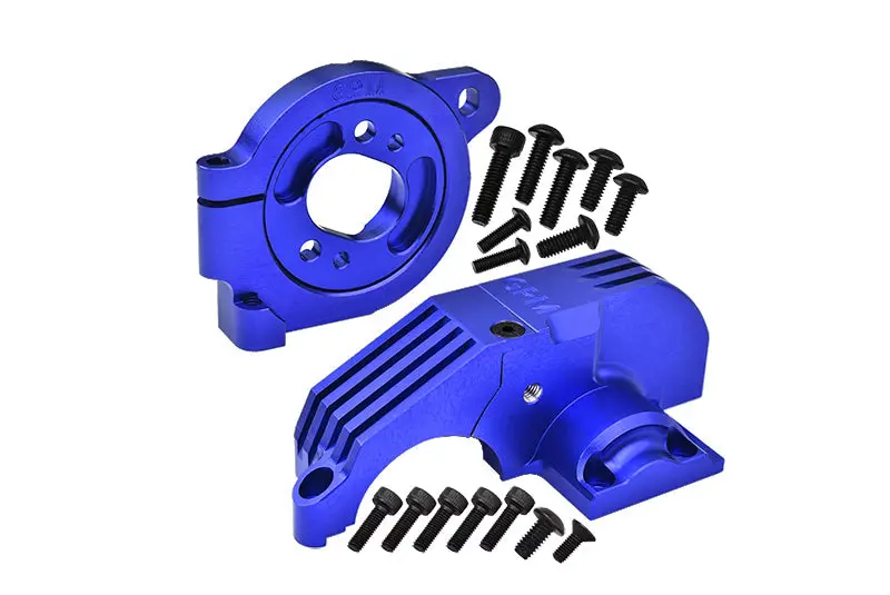 Redesigned Aluminum 7075 Alloy Adjustable Motor Mounts & Main Gear Cover For Traxxas 1/8 4Wd Maxx Slash 6S-102076-4 / 1:10 4Wd Maxx-89076-4  / 1:10 Maxx With Widemaxx-89086-4 Monster Truck - Blue 1