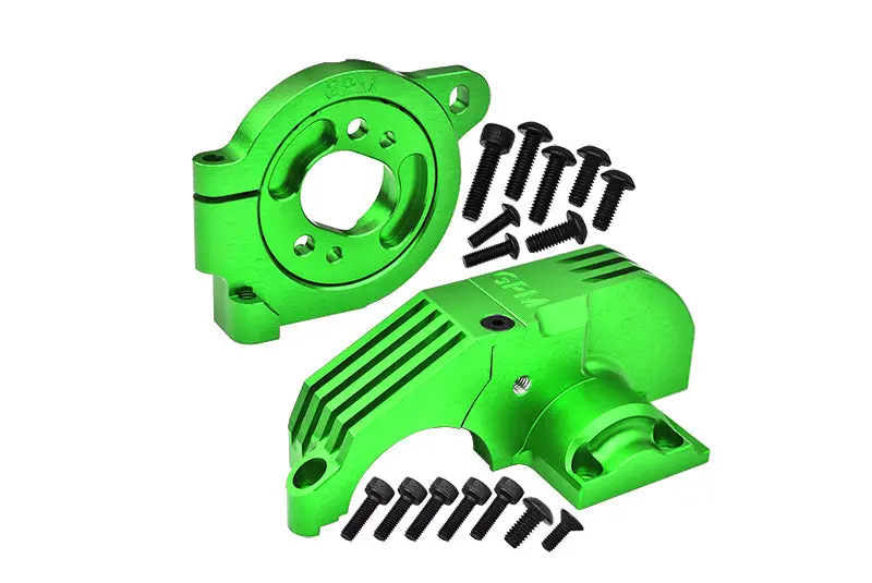 Redesigned Aluminum 7075 Alloy Adjustable Motor Mounts & Main Gear Cover For Traxxas 1/8 4Wd Maxx Slash 6S-102076-4 / 1:10 4Wd Maxx-89076-4  / 1:10 Maxx With Widemaxx-89086-4 Monster Truck - Green 1