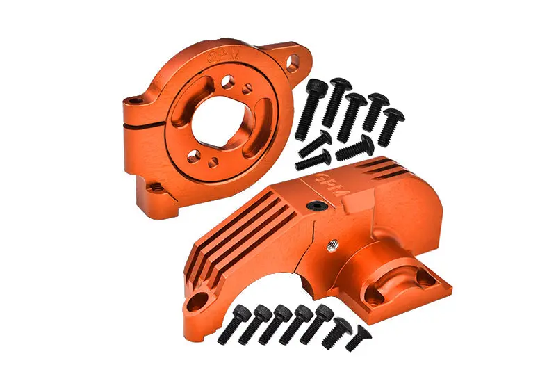 Redesigned Aluminum 7075 Alloy Adjustable Motor Mounts & Main Gear Cover For Traxxas 1/8 4Wd Maxx Slash 6S-102076-4 / 1:10 4Wd Maxx-89076-4  / 1:10 Maxx With Widemaxx-89086-4 Monster Truck - Orange 1