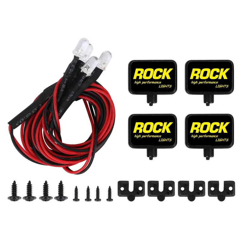 Rock Design Square Lights 4 Led Spotlight For 1/10 Rc Crawler Axial Scx10 90046 Axi03007 Traxxas Trx4 Trx6 Rc Car Parts 1
