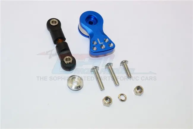 Spring Steel Anti-Thread Tie Rod With Aluminum Servo Horn For 25T Spline Output Shaft For Arrma Typhon / Talion / Kraton / Senton / Outcast / Notorious / Infraction / Limitless - 9Pcs Set Blue 1