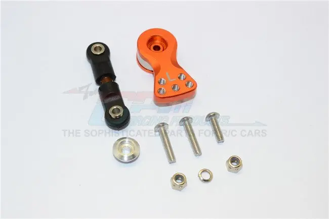 Spring Steel Anti-Thread Tie Rod With Aluminum Servo Horn For 25T Spline Output Shaft For Arrma Typhon / Talion / Kraton / Senton / Outcast / Notorious / Infraction / Limitless - 9Pcs Set Orange 1