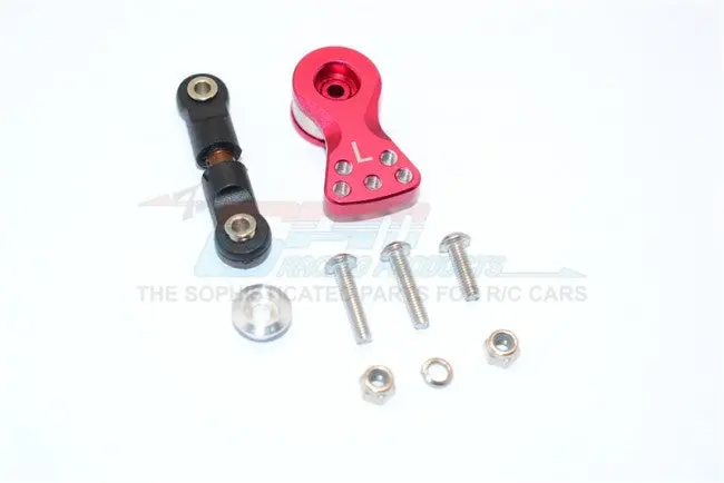 Spring Steel Anti-Thread Tie Rod With Aluminum Servo Horn For 25T Spline Output Shaft For Arrma Typhon / Talion / Kraton / Senton / Outcast / Notorious / Infraction / Limitless - 9Pcs Set Red 1