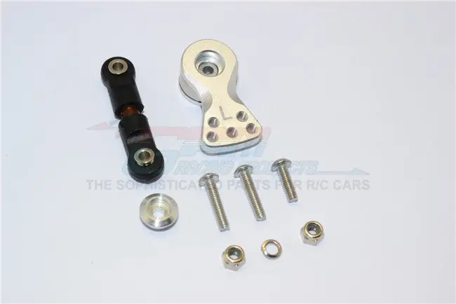 Spring Steel Anti-Thread Tie Rod With Aluminum Servo Horn For 25T Spline Output Shaft For Arrma Typhon / Talion / Kraton / Senton / Outcast / Notorious / Infraction / Limitless - 9Pcs Set Silver 1