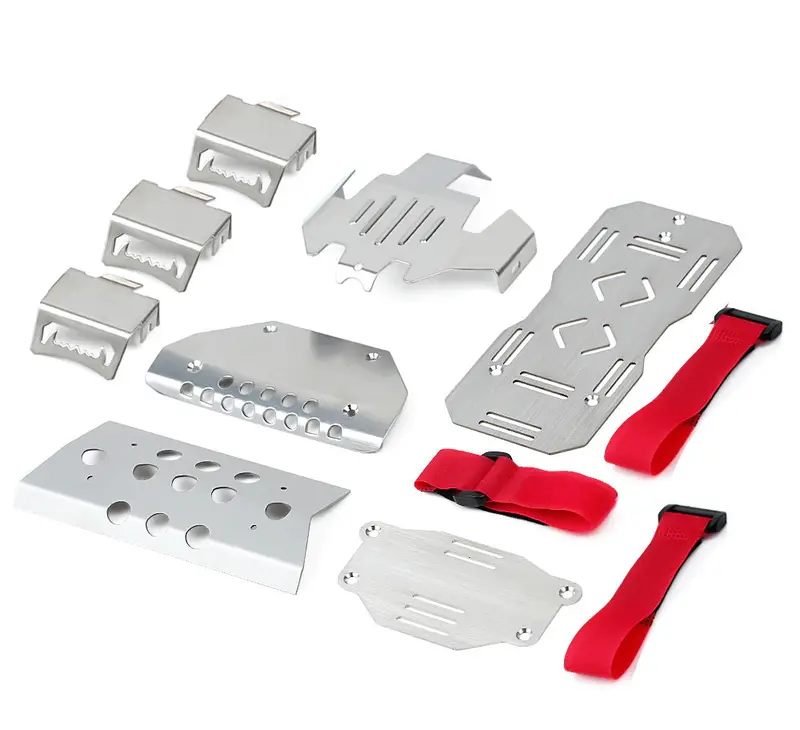 Stainless Steel Chassis Armor Axle Protector Skid Plate For 1/10 Rc Crawler Traxxas Trx-6 G63 6X6 - Silver 1