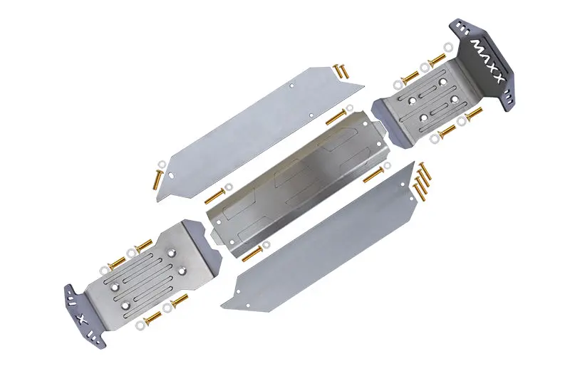 Stainless Steel Chassis Protection Plate (Full Set Of Cutting + Laser Engraving) For Traxxas 1/10 Maxx With Widemaxx Monster Truck 89086-4 - 38Pc Set 1