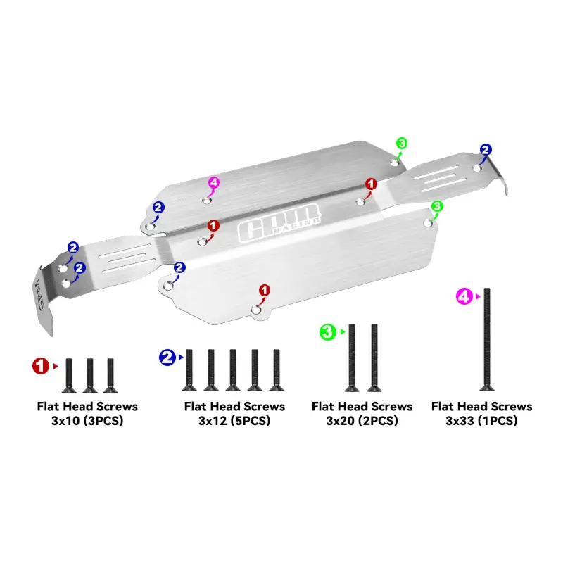 Stainless Steel Chassis Skid Kit For Traxxas 1/16 Mini Slash 4X4 Short Course Truck-108164-1 Upgrades 2
