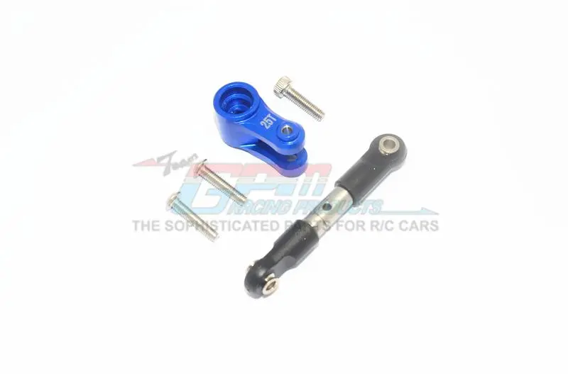 Stainless Steel Tie Rod + 25T Aluminum Servo Horn For Traxxas 1:10 4Wd Maxx 89076-4 / 4Wd Maxx With Widemaxx 89086-4 / 1:8 4Wd Maxx Slash 6S 102076-4 Upgrades - Blue 1