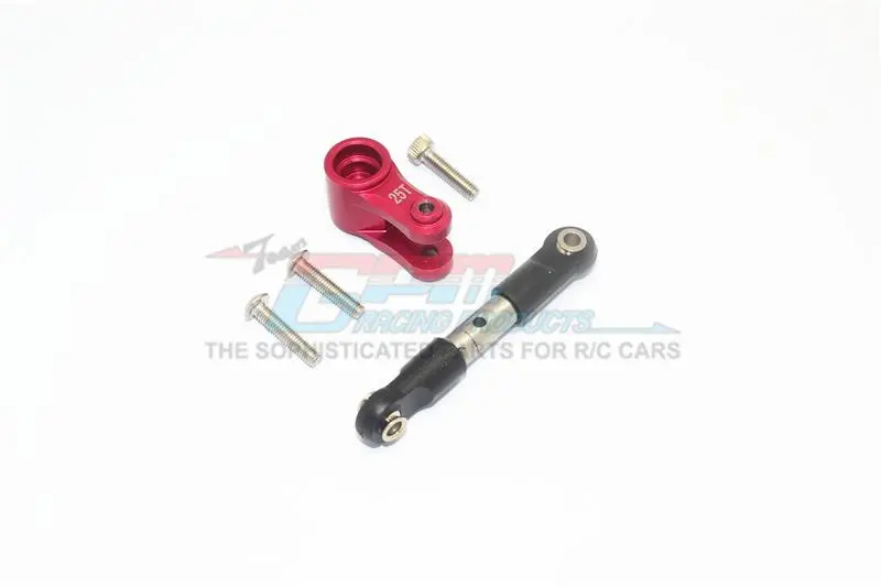 Stainless Steel Tie Rod + 25T Aluminum Servo Horn For Traxxas 1:10 4Wd Maxx 89076-4 / 4Wd Maxx With Widemaxx 89086-4 / 1:8 4Wd Maxx Slash 6S 102076-4 Upgrades - Red 1