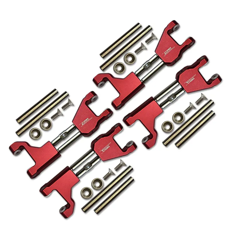 Stainless Steel+Aluminum Supporting Mount With Front & Rear Upper Arms For Traxxas 1/10 Maxx With Widemaxx Monster Truck 89086-4 - 28Pc Set Red 1