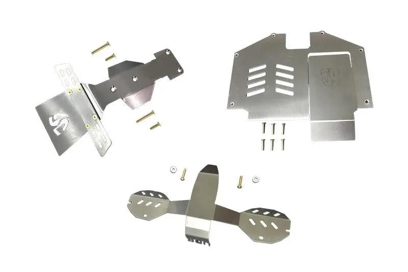 Statinless Steel Skid Plates For Front, Center, Rear Chassis For Traxxas Unlimited Desert Racer 4X4 (#85076-4) - 18Pc Set 1