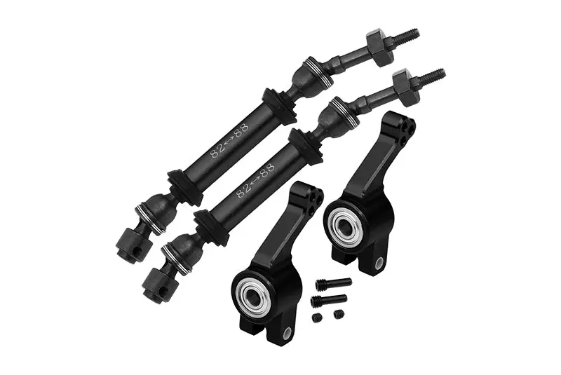 Steel + Aluminium Widen Rear Cvd Drive Shaft With Knuckle Arm For 1:10 Traxxas Slash 4X4 / Slash 4X4 Lcg / Rustler 4X4 Vxl - 12Pc Set Black 1