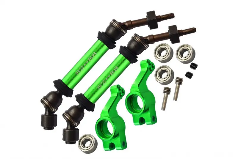 Steel + Aluminium Widen Rear Cvd Drive Shaft With Knuckle Arm For 1:10 Traxxas Slash 4X4 / Slash 4X4 Lcg / Rustler 4X4 Vxl - 12Pc Set Green 1