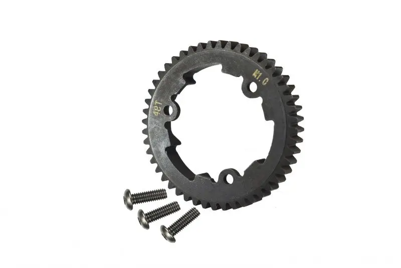 Steel Spur Gear 48T (M1.0) For Traxxas 1:7 Xo-01 / 1:10 Maxx / E-Revo 2.0 Vxl / 1:5 X Maxx 6S / X Maxx 8S / Xrt 8S - 1Pc Black 1