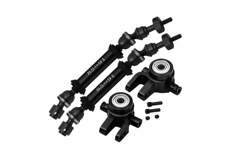 Steel+Aluminium Widen Front Cvd Drive Shaft With Knuckle Arm For 1:10 Traxxas Slash 4X4 / Slash 4X4 Lcg / Rustler 4X4 Vxl - 12Pc Set Black 1