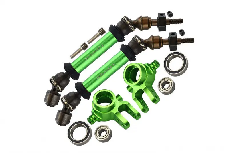 Steel+Aluminium Widen Front Cvd Drive Shaft With Knuckle Arm For 1:10 Traxxas Slash 4X4 / Slash 4X4 Lcg / Rustler 4X4 Vxl - 12Pc Set Green 1