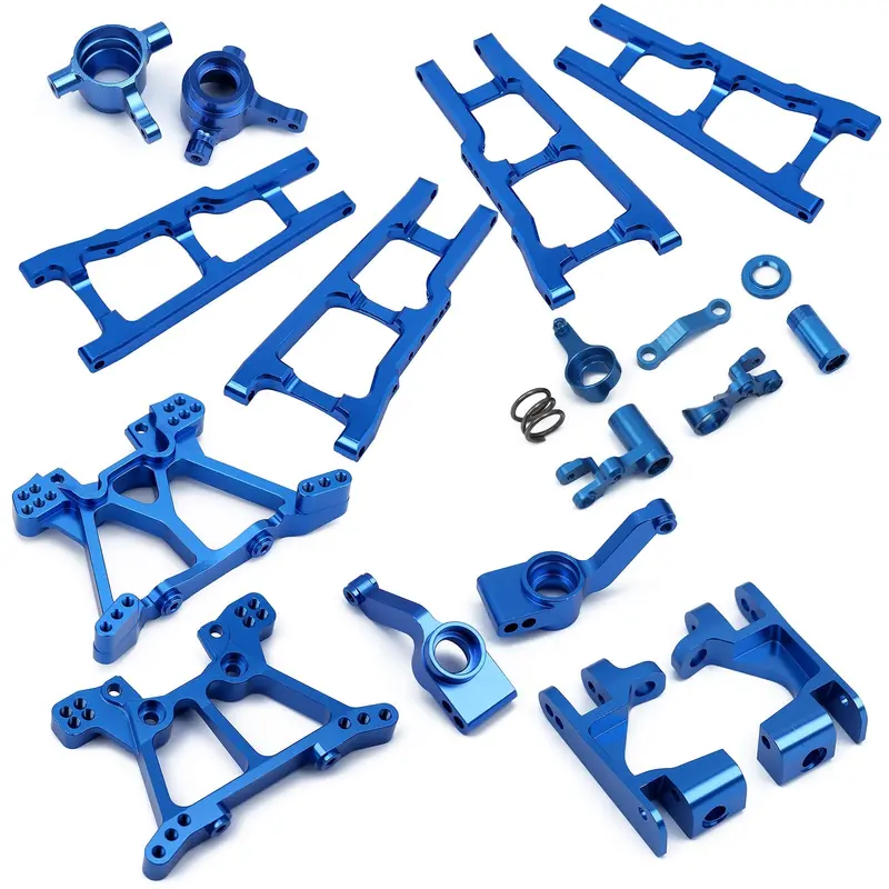 Steering Knuckles Suspension Arm Metal Upgrade Parts Kit For 1/10 Rc Car Truck Traxxas Slash 4X4 - Blue 1