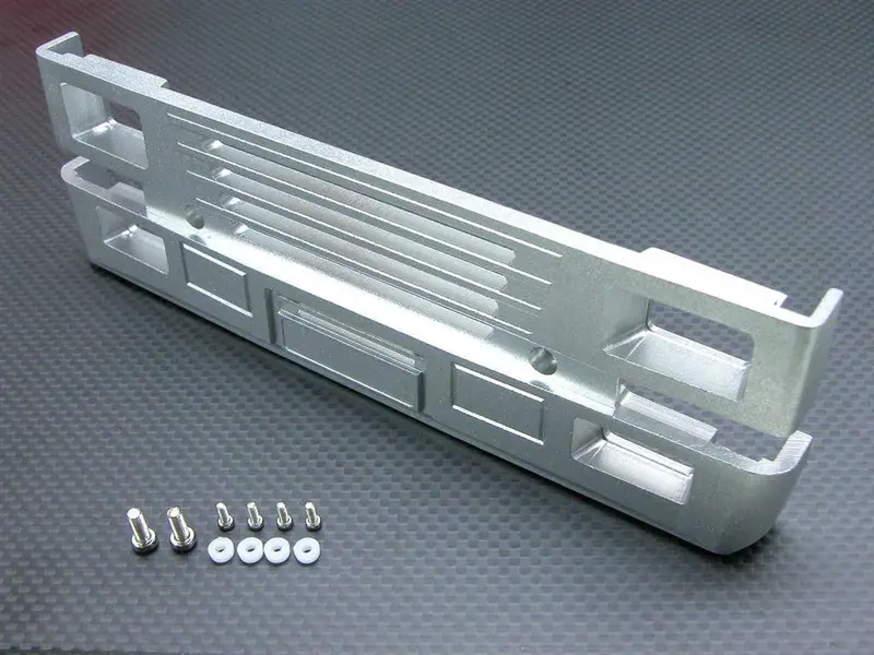 Tamiya 1/14 Truck (1850L) Aluminum Front Bumper For Volvo Fh 12 With Collars & Screws - 1 Set Silver 1